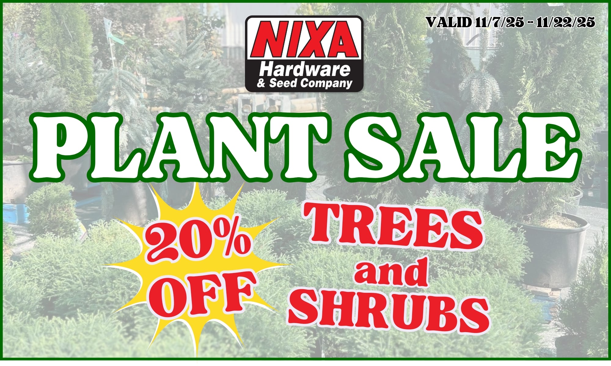GMB 20% OFF Trees & Shrubs Graphic - November 2025