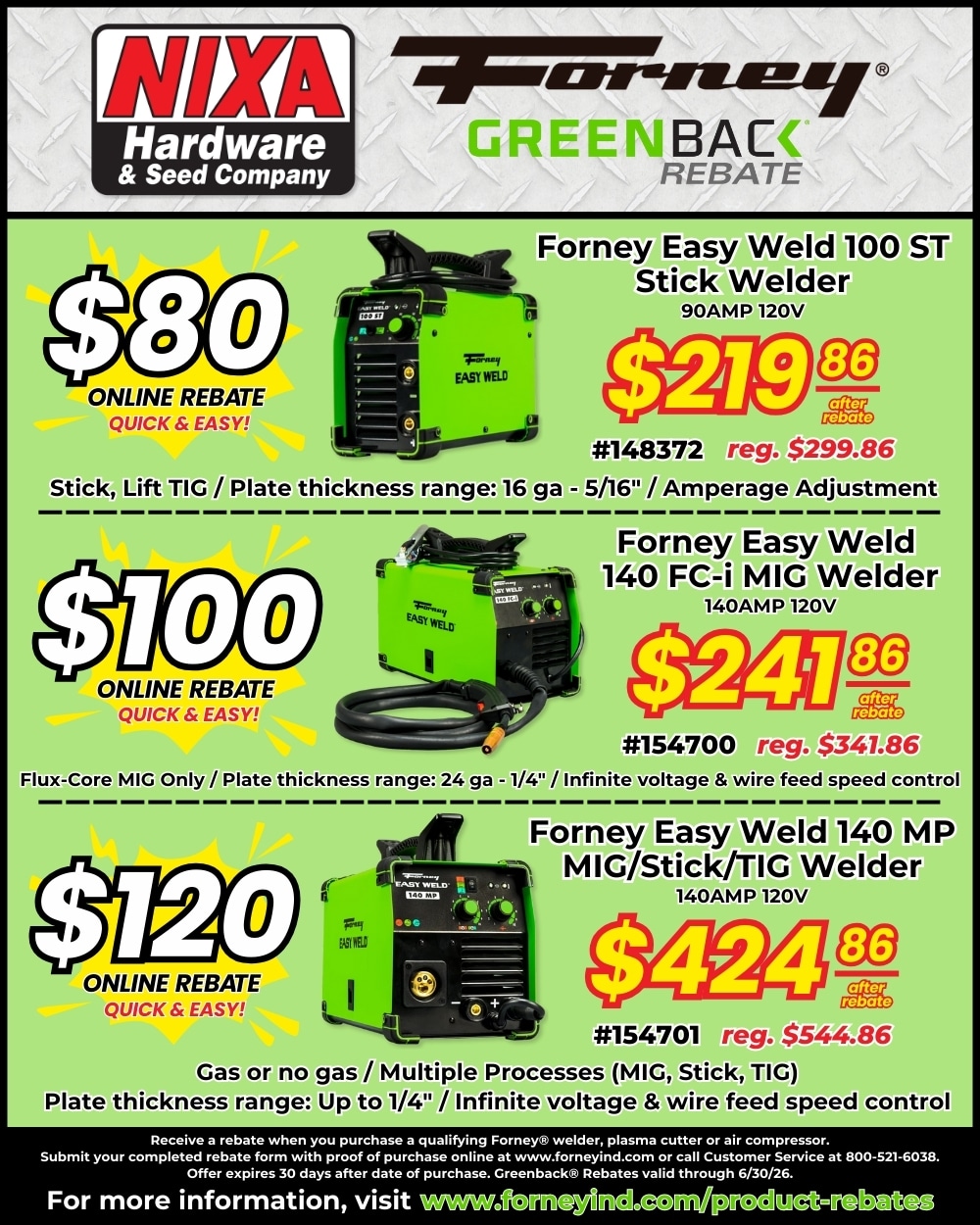 Forney Greenback Rebates 2026