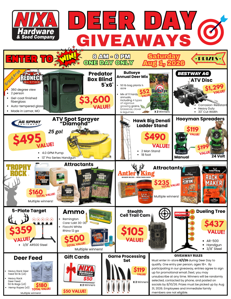 4th Annual Deer Day Giveaways Nixa Hardware & Seed Co