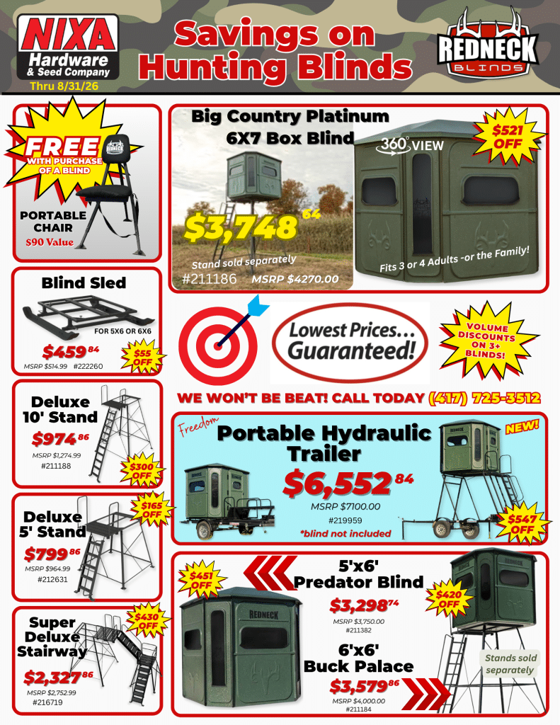 AUGUST Redneck Blinds Flyer 2026