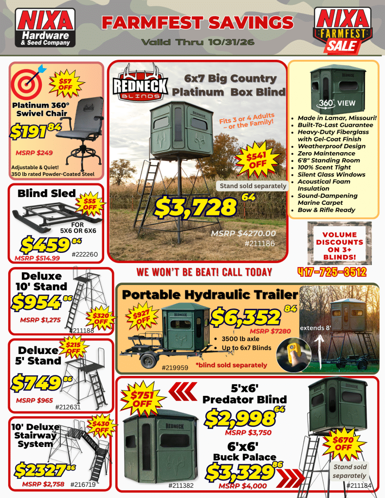 October Redneck Blinds Flyer 2026